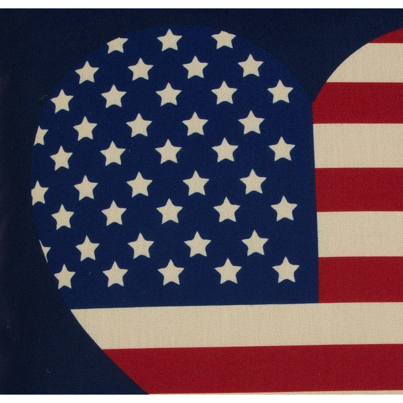 Décor Therapy 20"x20" Heart Flag Reversible Plaid Printed Faux Linen Throw Pillow Blue