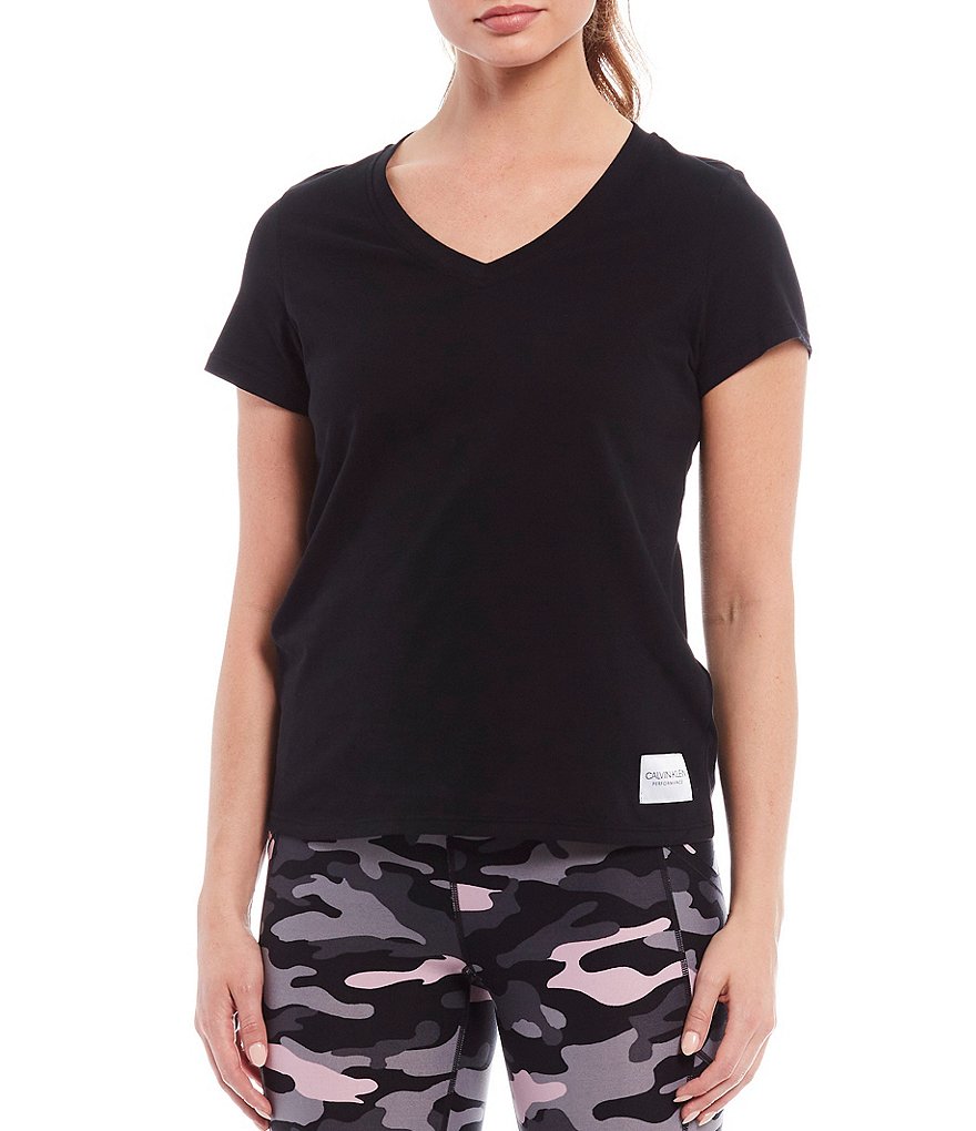 Calvin Klein Performance Logo Patch Short Sleeve V-Neck Tee
