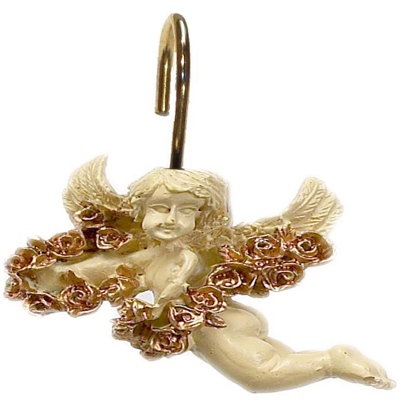 Carnation Home Fashions "Romance" Resin Shower Curtain Hooks Set of 12 - Brushed Gold