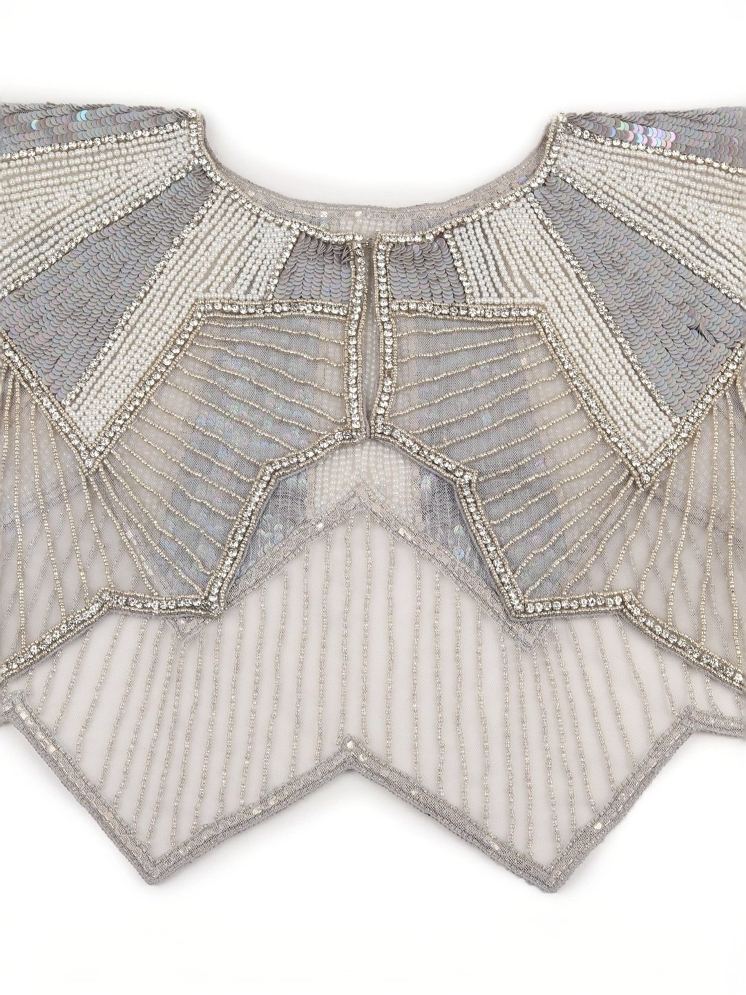 Odette Grey Embellished Fancy Short Cape