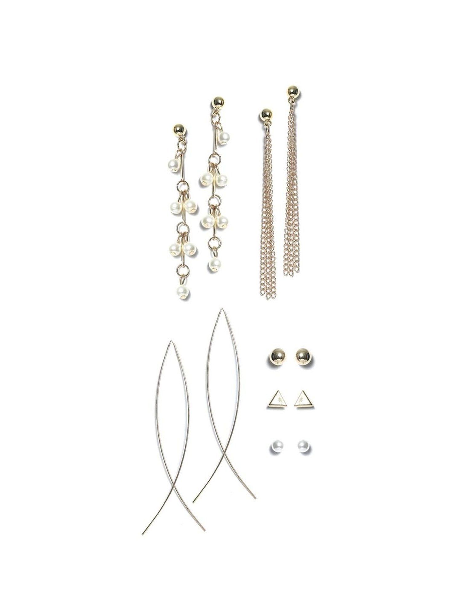 Priyaasi Rose Gold Stud & Dangler Earrings - Set of 6