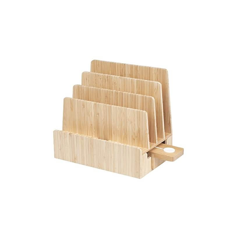 Slim Bamboo Charging Station Compatible Adapter for Apple Watch Multi Device Organizer Smartphones Tablets Laptops More