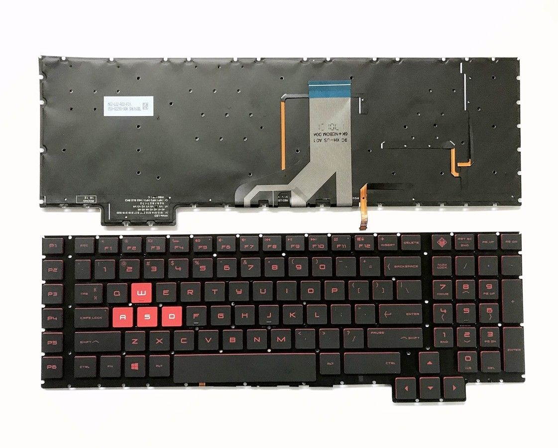 New US Backlit English Laptop Keyboard (without frame) For HP Omen 17-AN 17-AN001CA 17-AN008CA 17-AN010CA 17-AN011DX 17-AN012DX 17-AN013DX 17-AN020CA 17-AN030CA 17-AN053NR 17T-AN000 Light Backlight