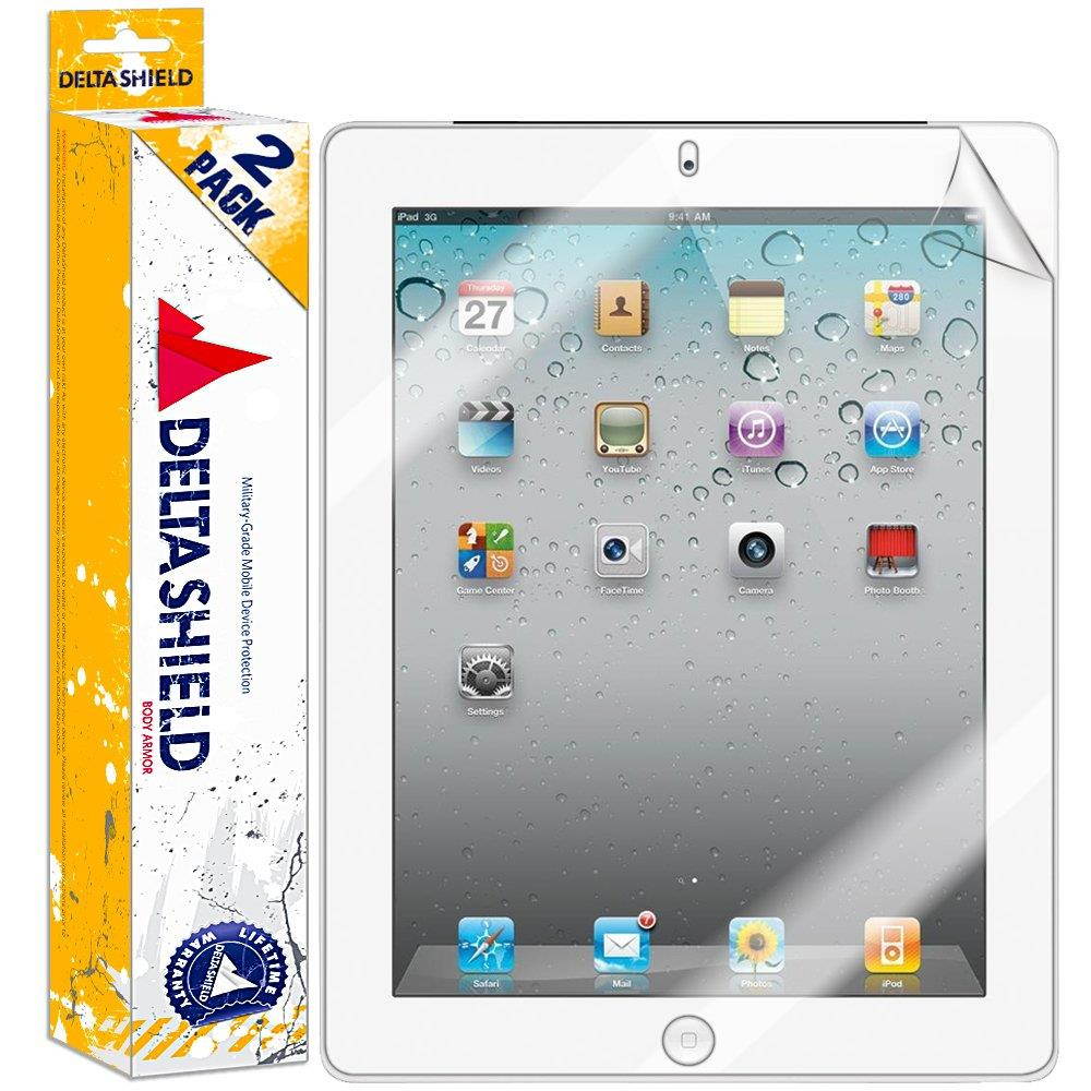 DeltaShield Screen Protector for Apple iPad 2 (2nd Gen)(2-Pack) BodyArmor Anti-Bubble Military-Grade Clear TPU Film