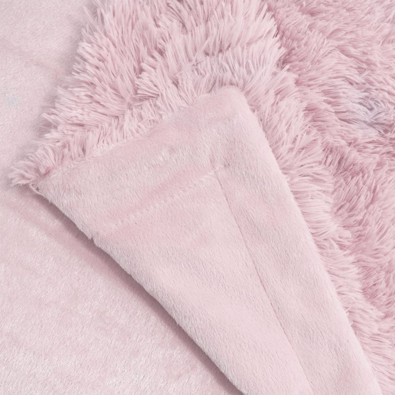 1 Pc Twin Microfiber Long Shaggy Bed Blankets Dark Pink  - PiccoCasa