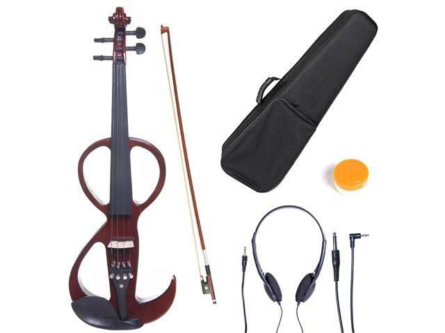 Cecilio 4/4CEVN-3NA 4/4 Full Size Electric Silent Solidwood Violin w/ Ebony Fittings in Style 3 - Metallic Mahogany