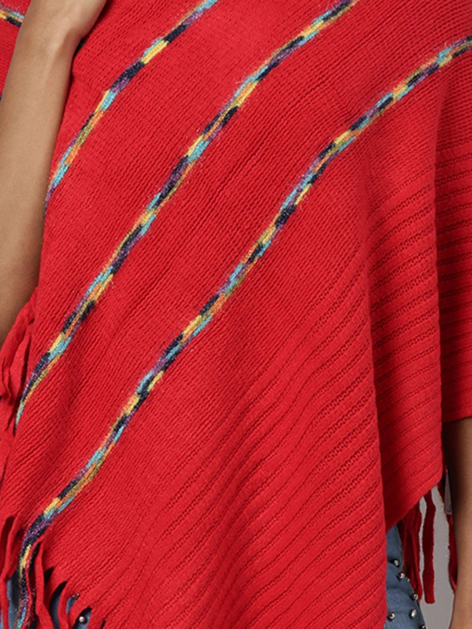 SHOWOFF Red Self Design Poncho