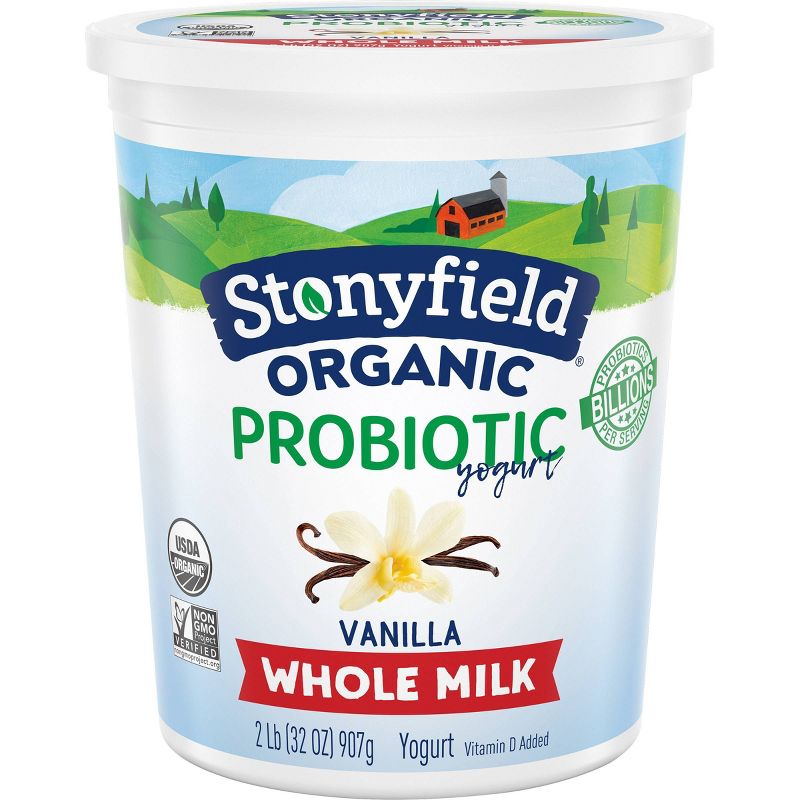 Stonyfield Organic Smooth & Creamy Whole Milk French Vanilla Greek Yogurt - 32oz