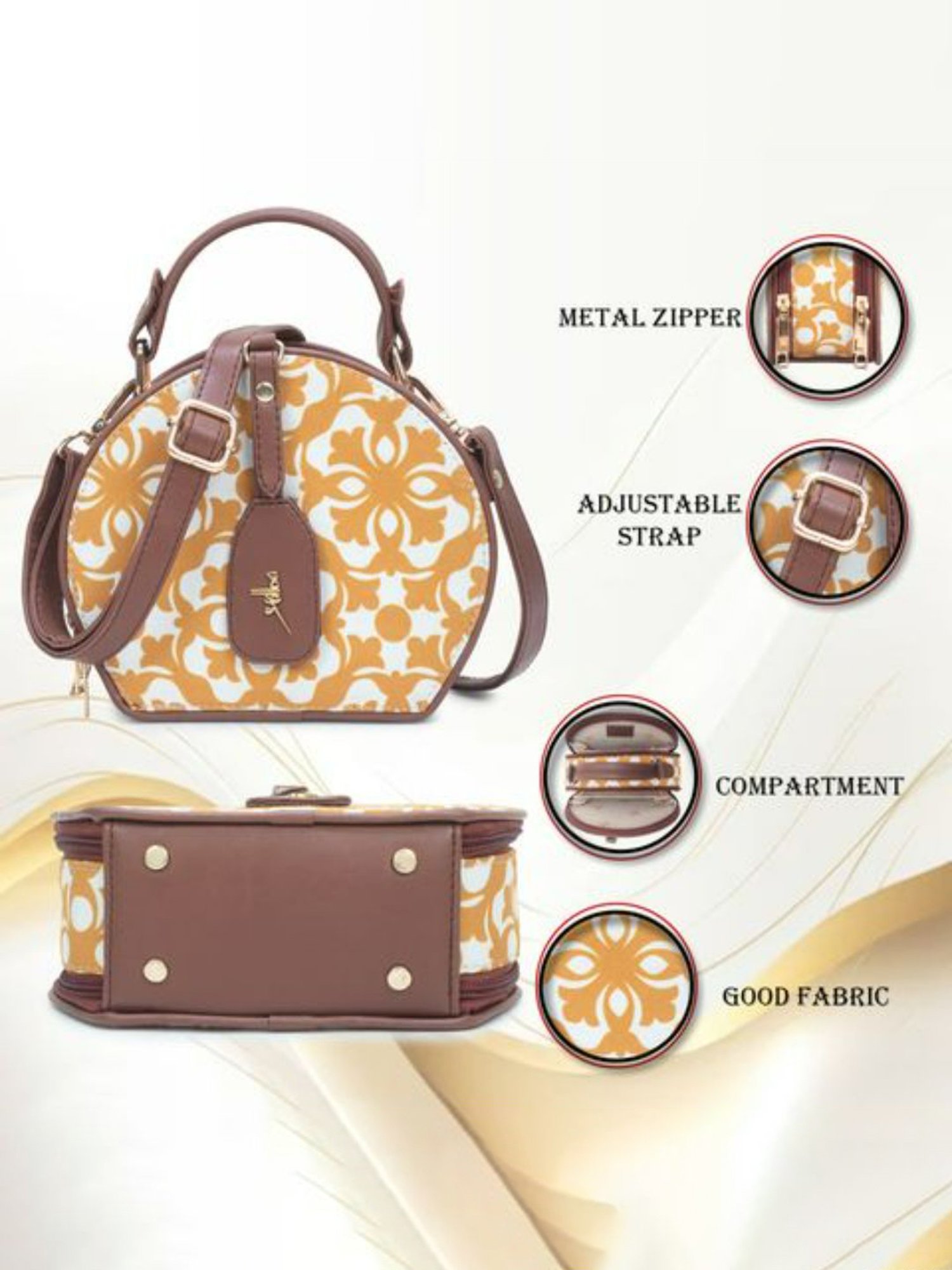 Yelloe Yellow Printed Medium Cross Body Bag