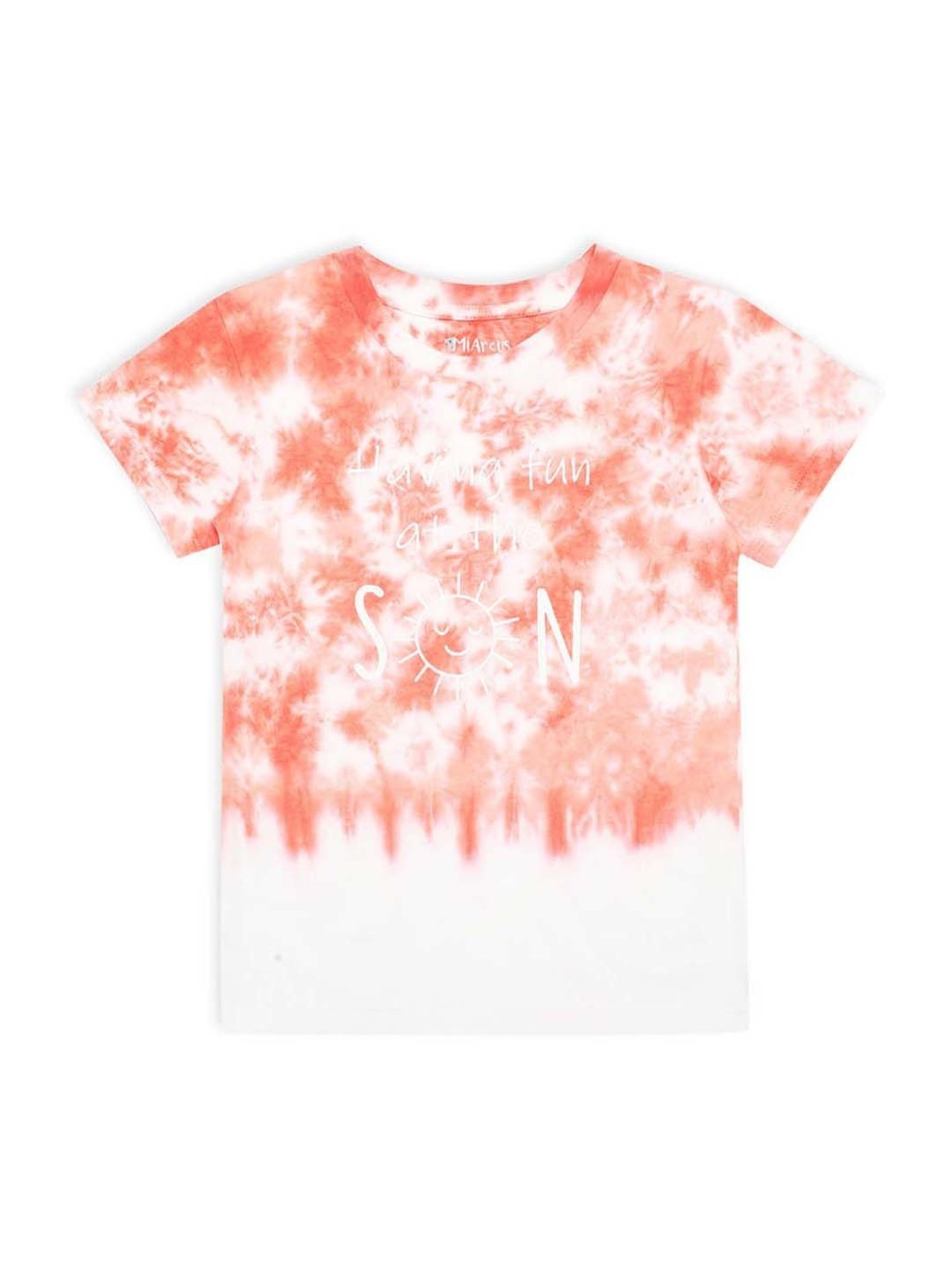 MiArcus Kids Orange & White Cotton Over Dyed T-Shirt