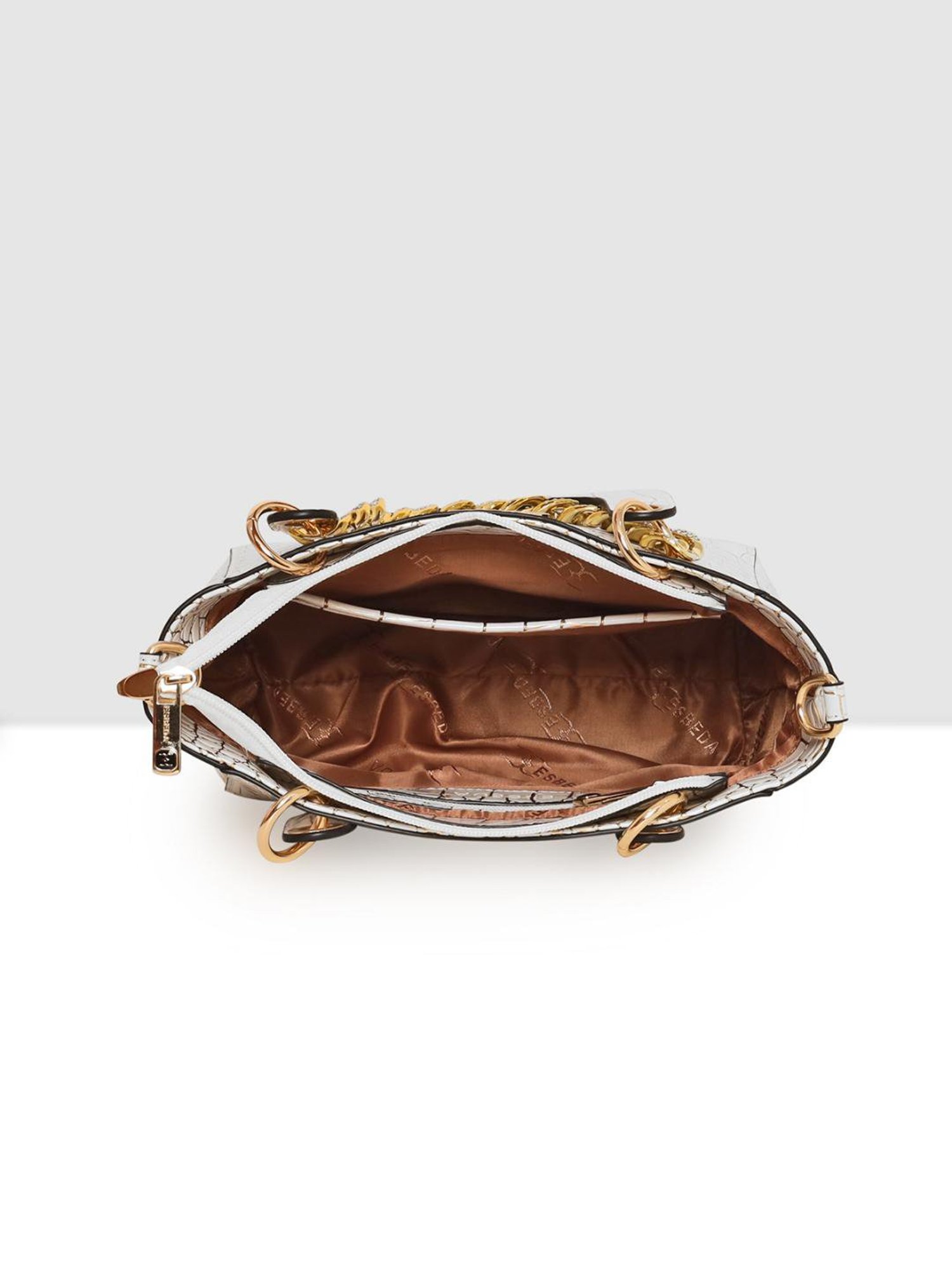 Esbeda White Textured Medium Handbag