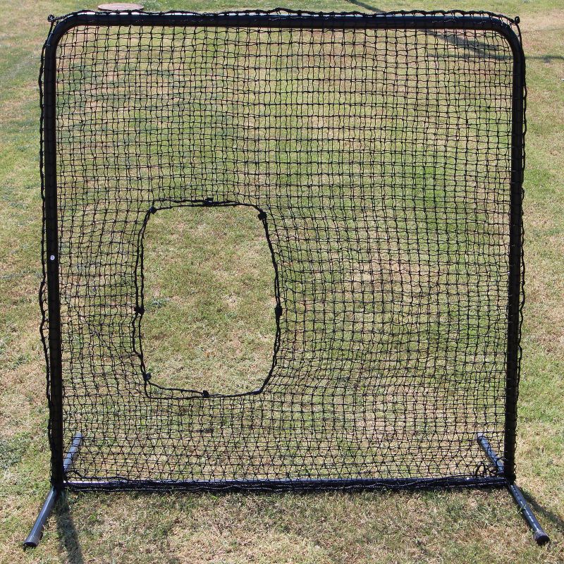 Cimarron Sports 7 x 7 Foot Underhand Softball Fast & Slow Pitch Protective Portable Pitching Screen Safety Netting Net and Frame