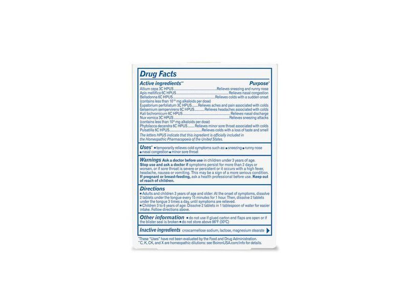 Boiron Coldcalm Cold Relief Homeopathic Dissolve Tablets - 60ct