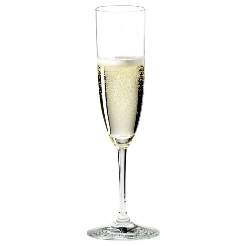 Riedel 6416/08-POL Vinum Champagne Dishwasher Safe Crystal Champagne and Rose Wine Drinking Glasses Stemware with Microfiber Polishing Cloth (8 Pack)