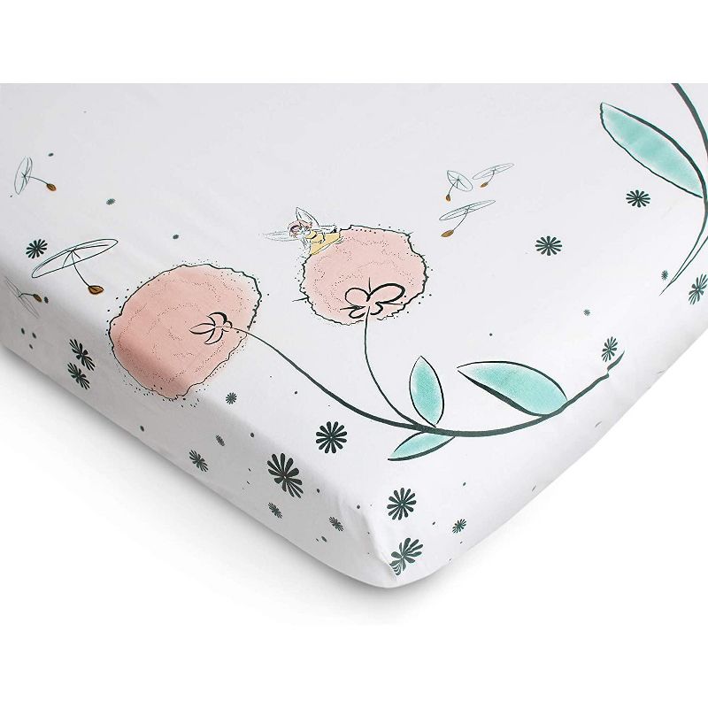 JumpOff Jo Fitted Crib Sheet - Cotton Crib Sheet for Standard Sized Crib Mattresses - Hypoallergenic and Breathable - 28 x 52 Inches - Fairy Blossoms