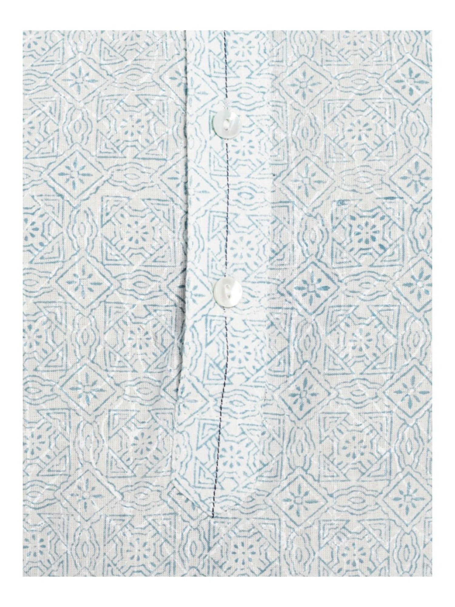 Fabindia White Cotton Printed Slim Fit Kurta