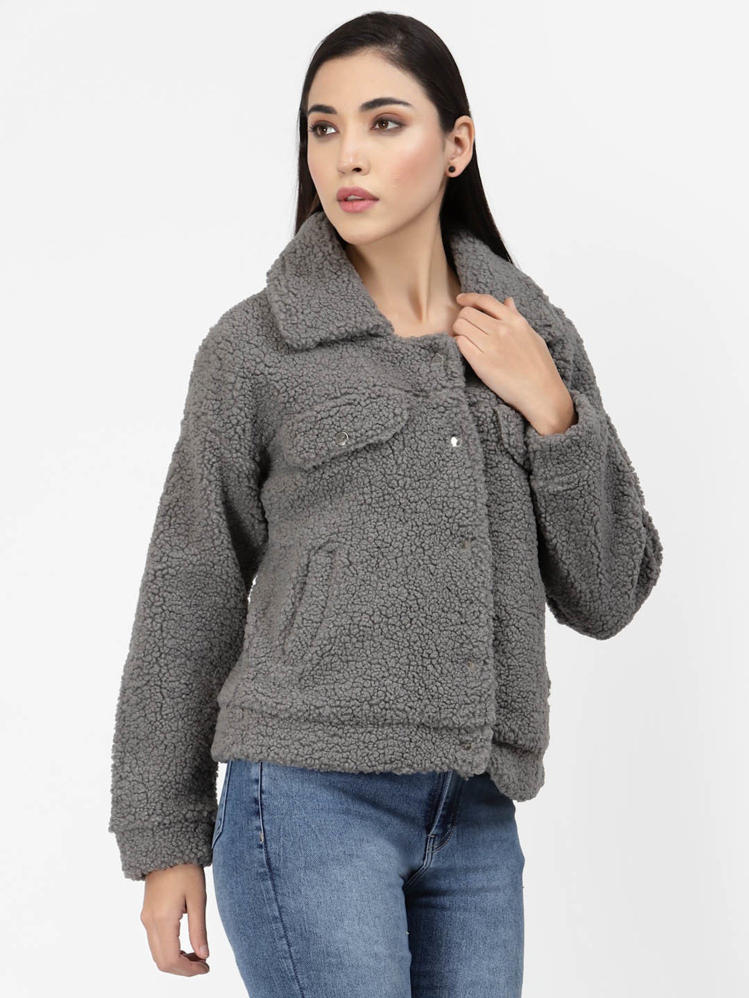 Juelle Grey Front-Open Sweatshirt