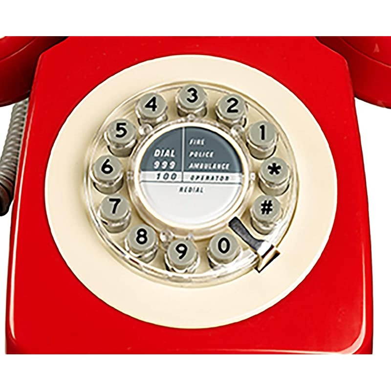 Wood 746 Phone Retro Design Red