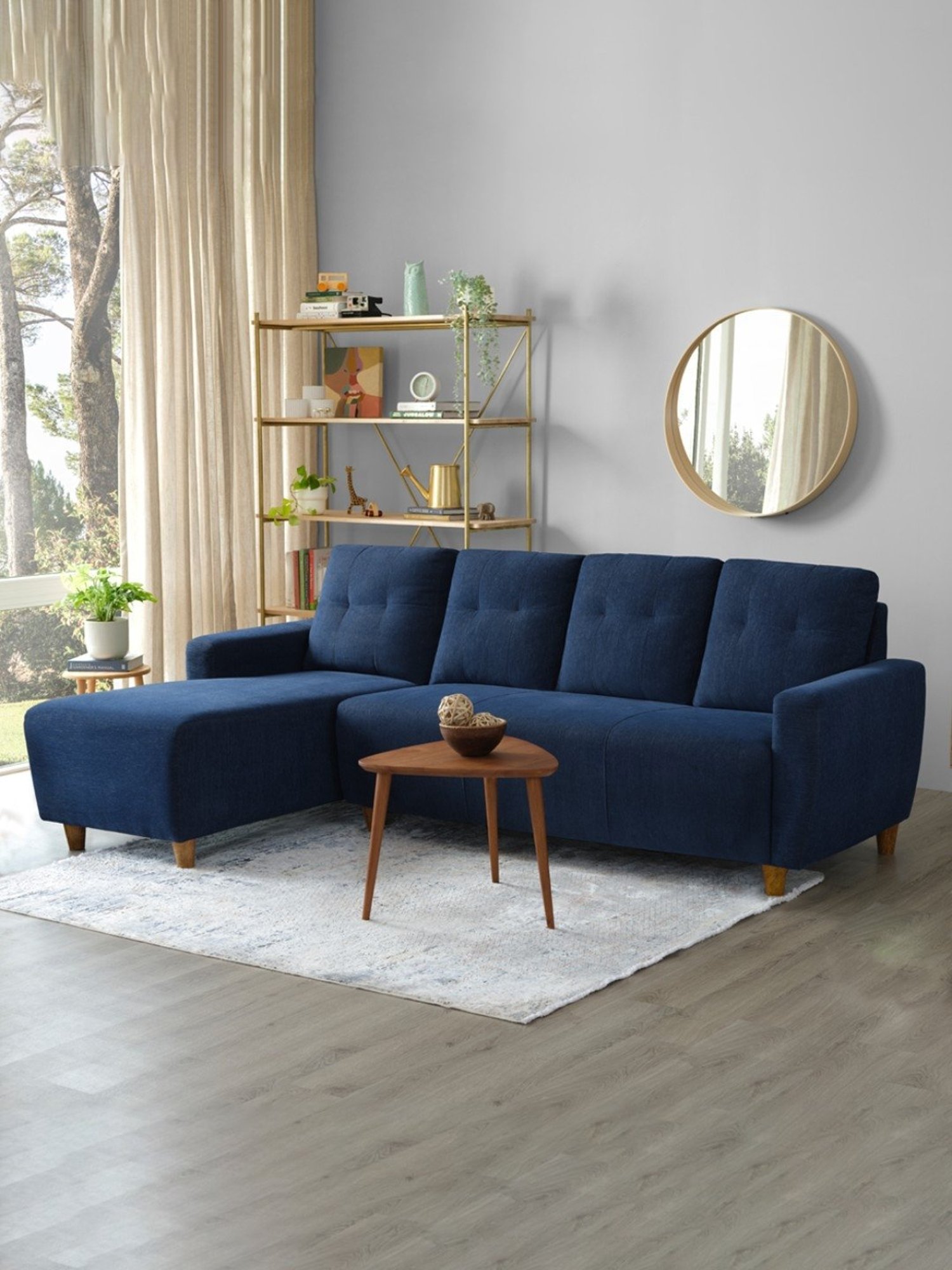 Sleepyhead Yolo Berry Blue Fabric 3 Seater LHS L Shape Sofa Set