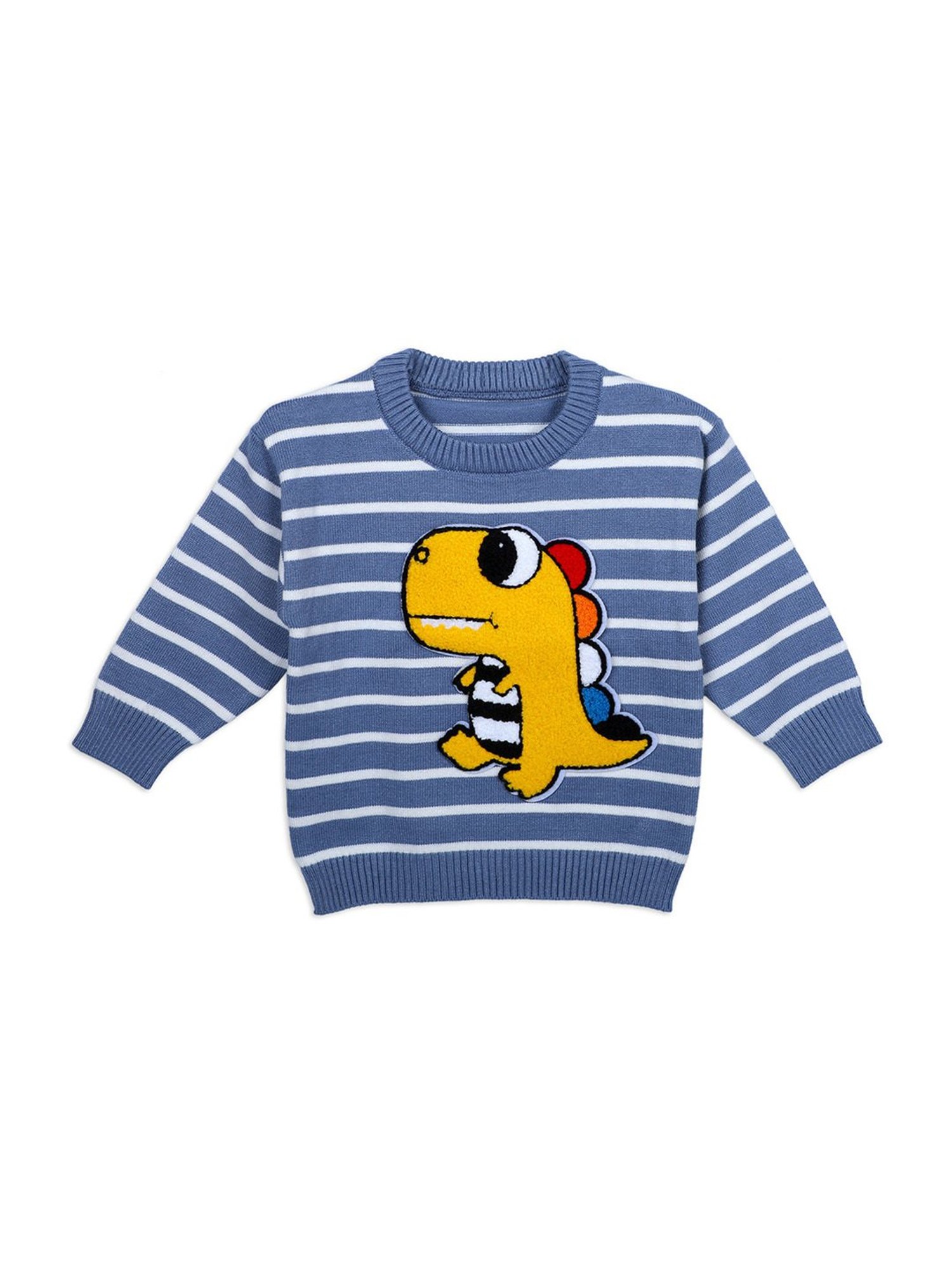 Baby Moo Kids Blue & Yellow Printed Full Sleeves Sweater