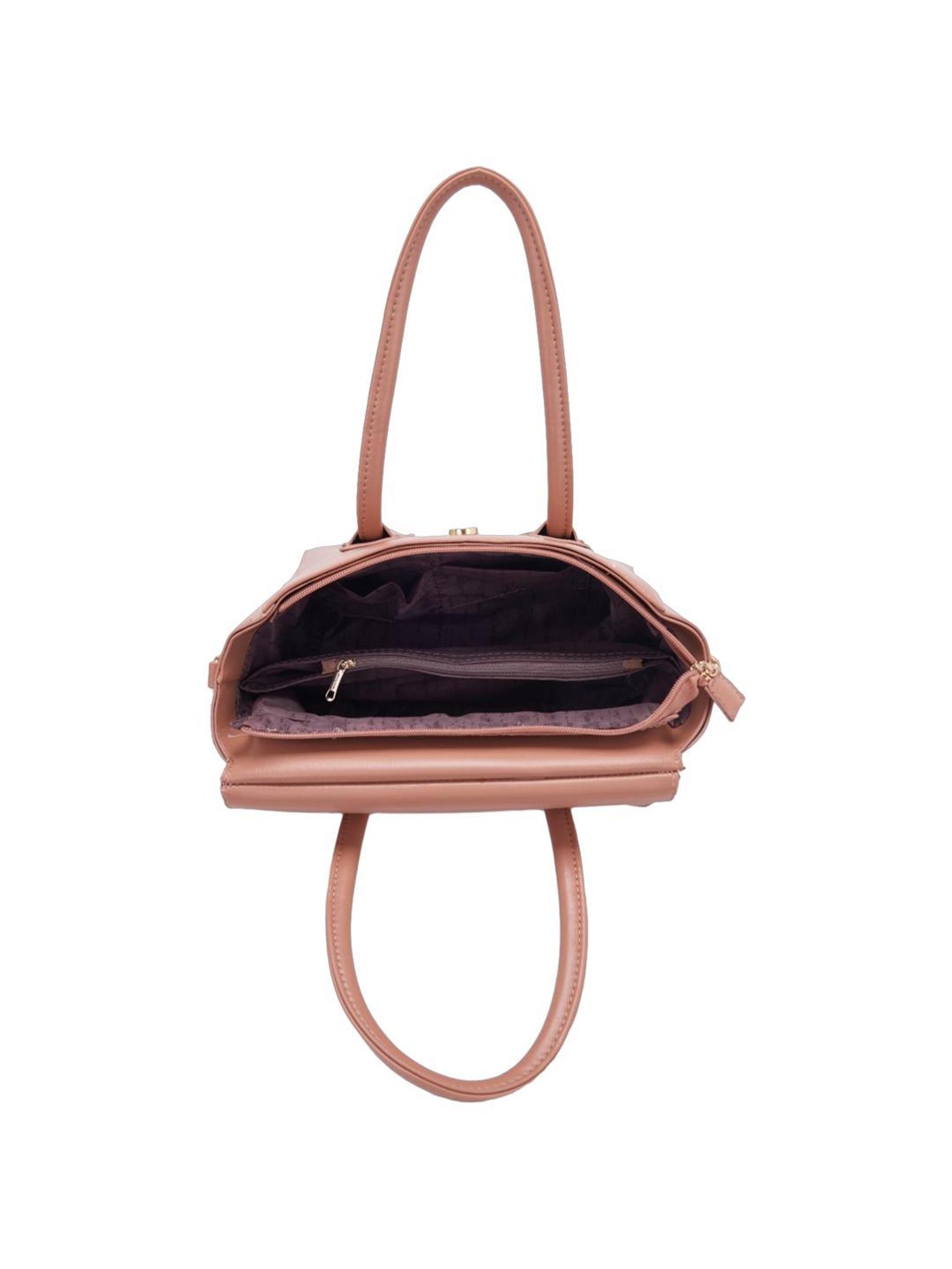 Pierre Cardin Brown Solid Satchel Handbag