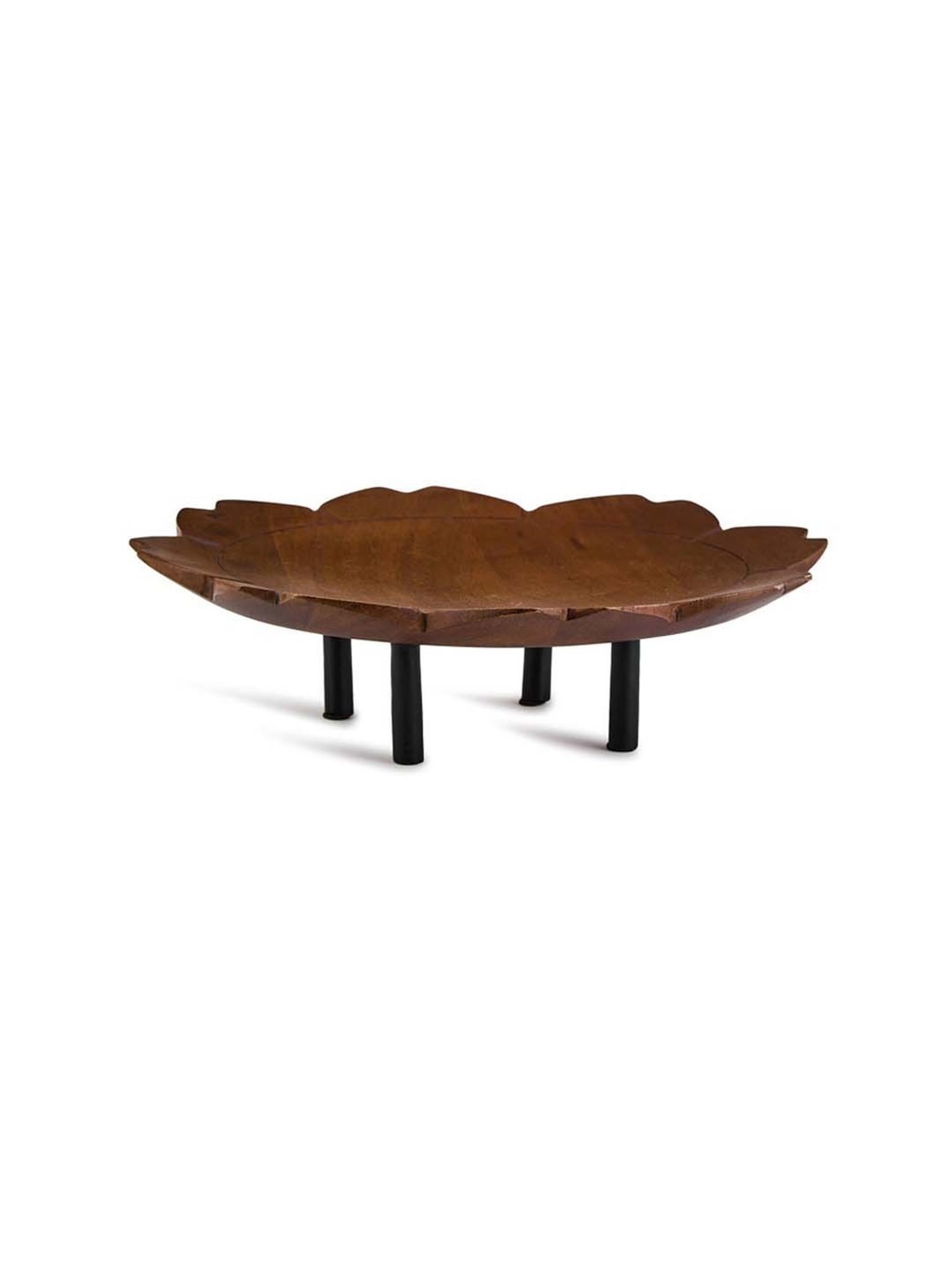 Fabindia Arali Brown Wood Platter With Stand