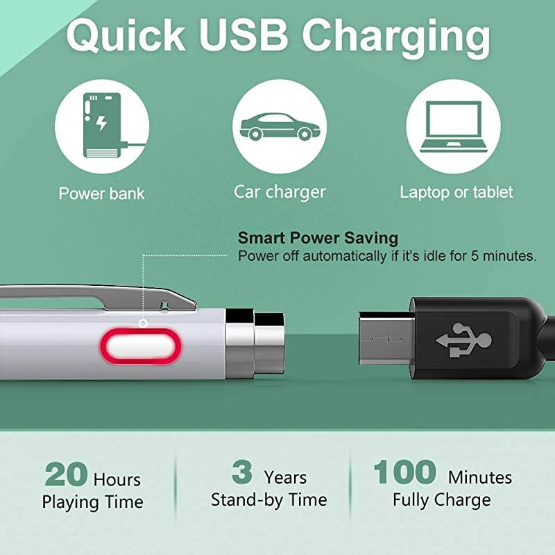 Active Stylus Pen with Palm Rejection, 2 in 1 Rechargeable Digital Pencil Compatible with (2018-2020) Apple iPad 8th Generation/Air 4/3rd, Mini 5th Gen, iPad 6 & 7th 10.2"/Pro 12.9 inch,White