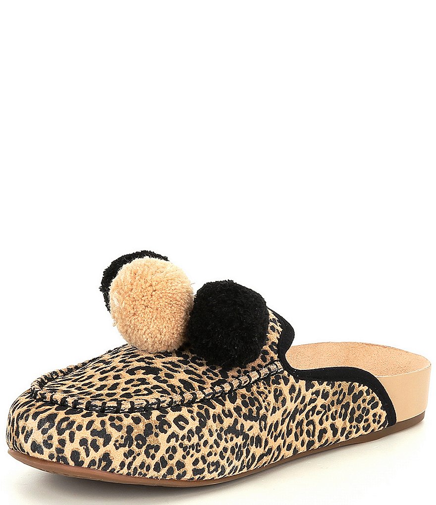 GB Pomm-Pomm Printed Suede Slipper Mules