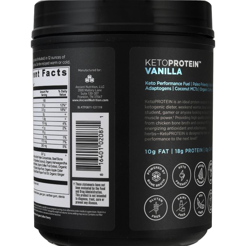Ancient Nutrition KetoPROTEIN Protein Powder - Vanilla - 18.7oz