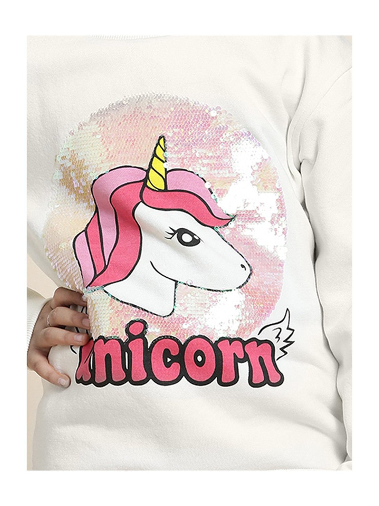 Kidsville Printed Off White Sweatshirt For Girls