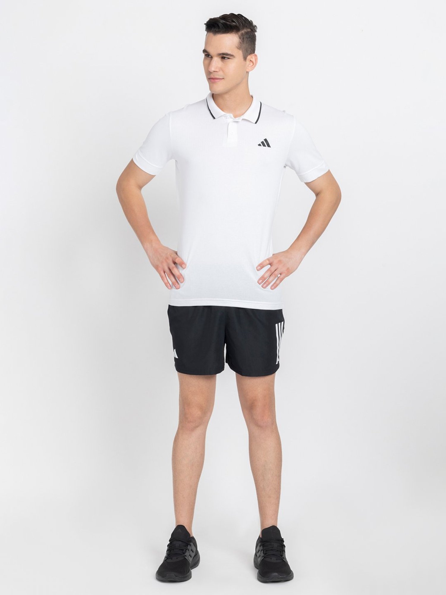 adidas Black Regular Fit Club 3 Striped Sports Shorts