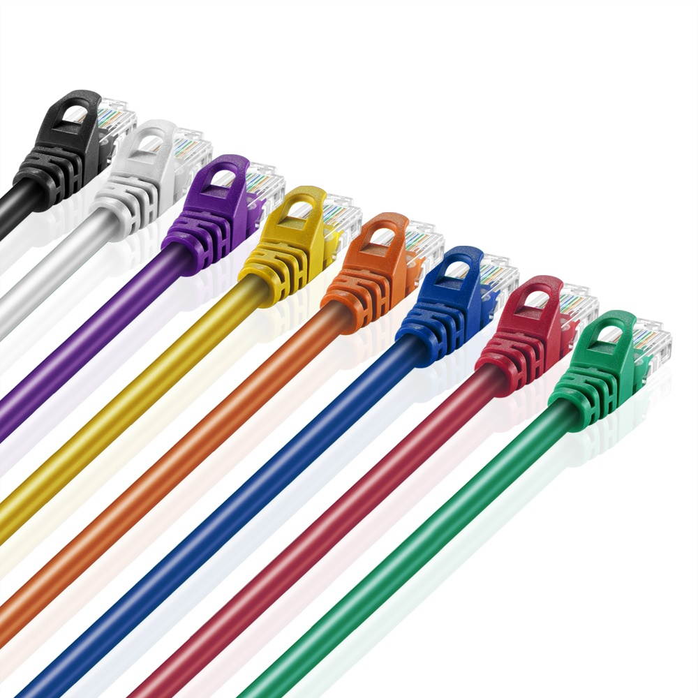 Cat6 Ethernet Patch Cable 8-Color Combo Pack (6FT) - Professional Shielded Snagless RJ45 Connector Computer Internet Networking LAN Wire Cord Jack Plug Premium Twisted Pair