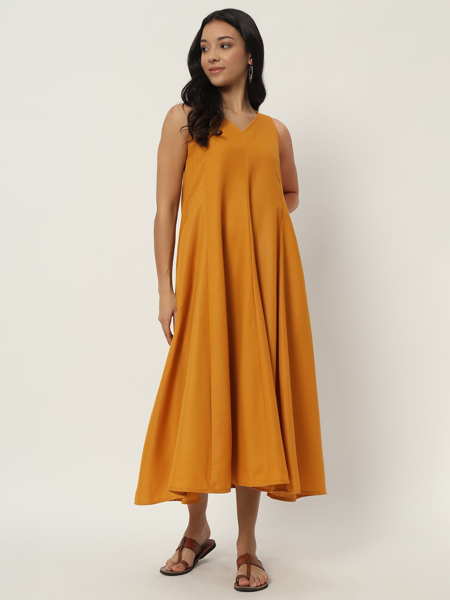 9rasa Yellow Cotton Ethnic Dress