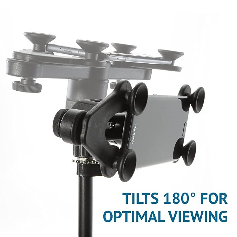 TSM1 Microphone Music Stand Mount Holder For Tablet iPhone Ipad Smartphone And Android Adjustable 360 Degree Swivel Tilt Support Arms 3 To 115 Inch With Extra Detachable Clip