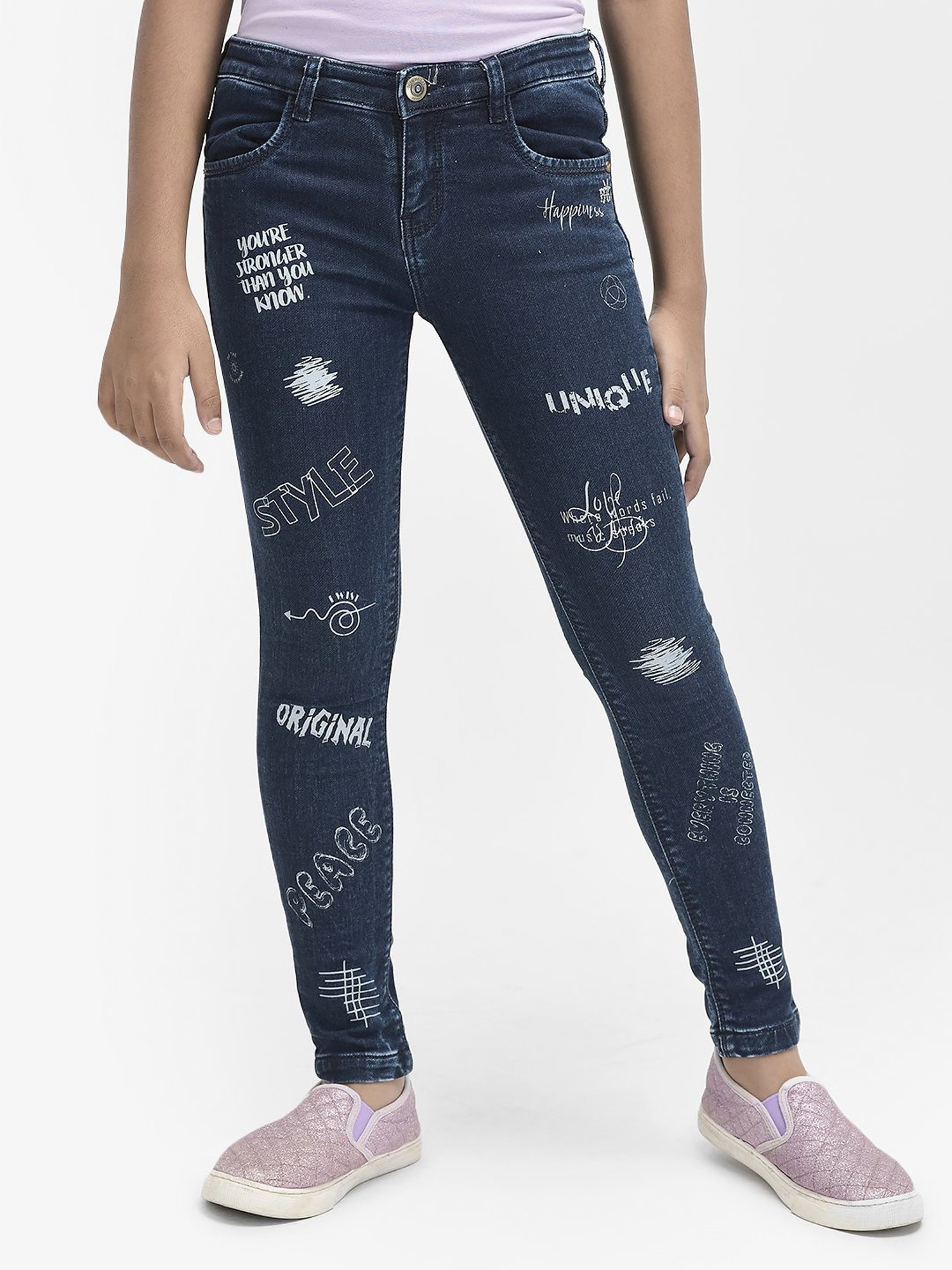 GJ baby Girls Blue Washed Jeans