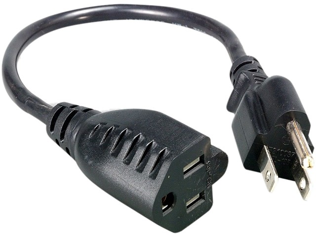 Nippon Labs 16 AWG Power Cord Extension, NEMA5-15P/5-15R, SJT 13A 125V, 6 ft. Black Power Cable