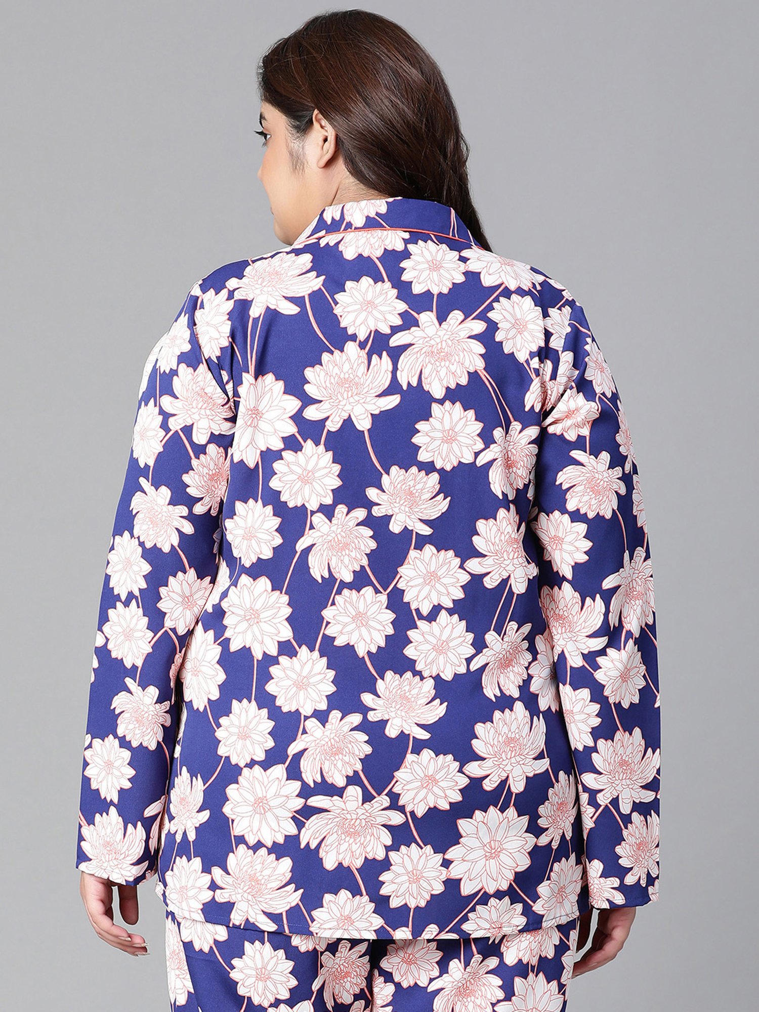 Oxolloxo Blue Floral Print Night Shirt