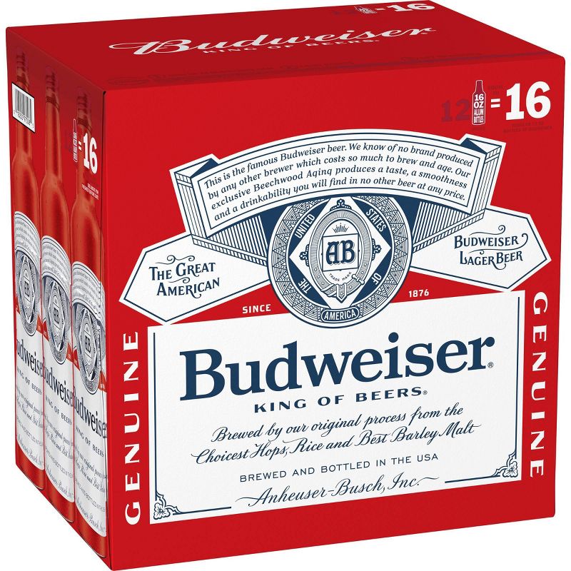 Budweiser Lager Beer - 12pk/16 fl oz Aluminum Bottles