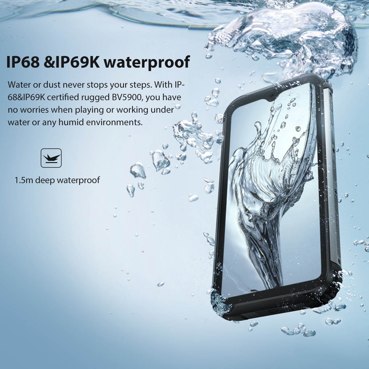 Unlocked Smartphone, Blackview BV5900 Rugged Phone, 3GB+32GB, IP68/IP69K/MIL-STD-810G Waterproof Dustproof Shockproof, Dual Back Cameras, 5580mAh Battery, Face & Fingerprint Identification,