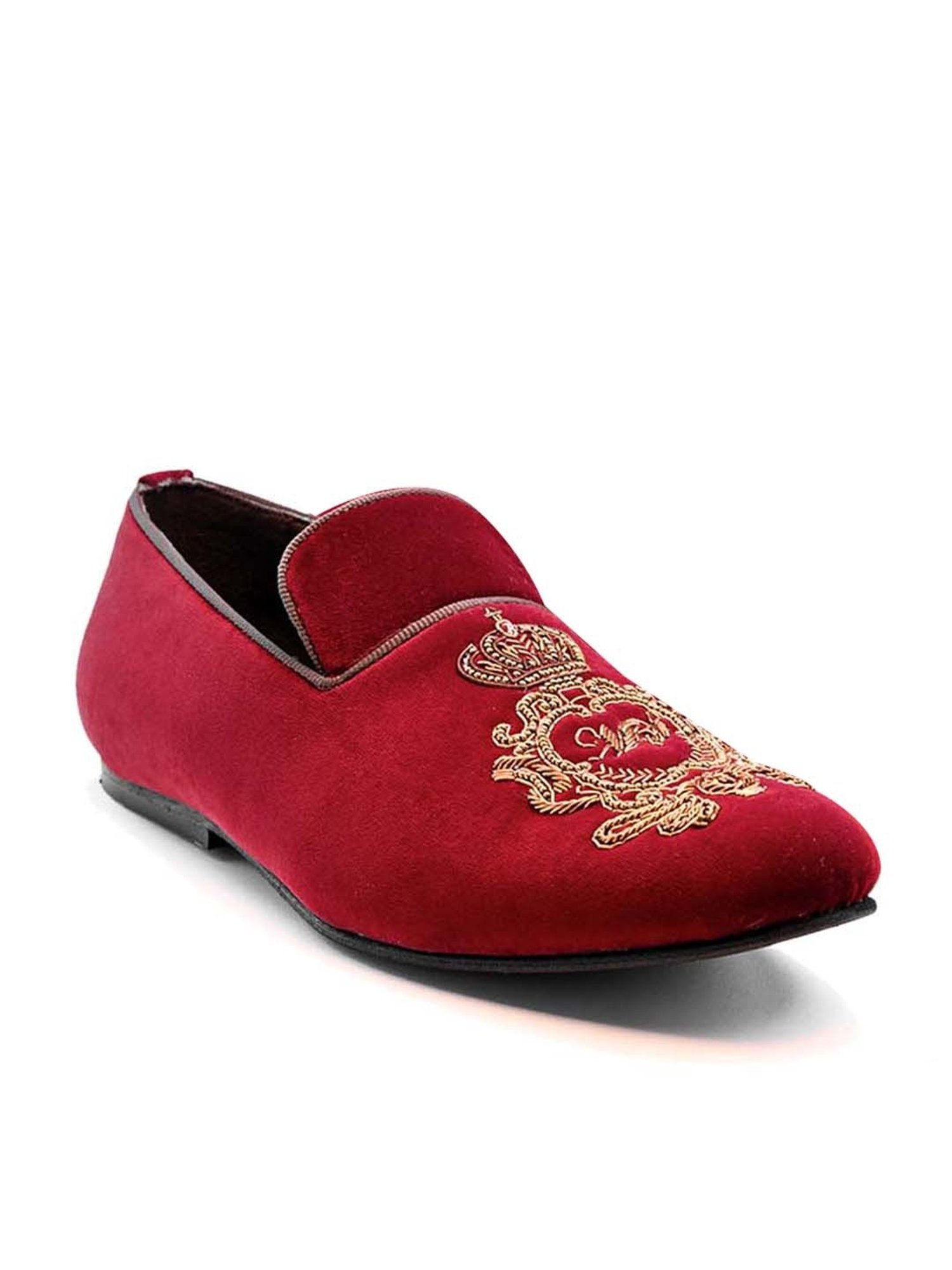 Monkstory Men's Opulenza Maroon Ethnic Mojris