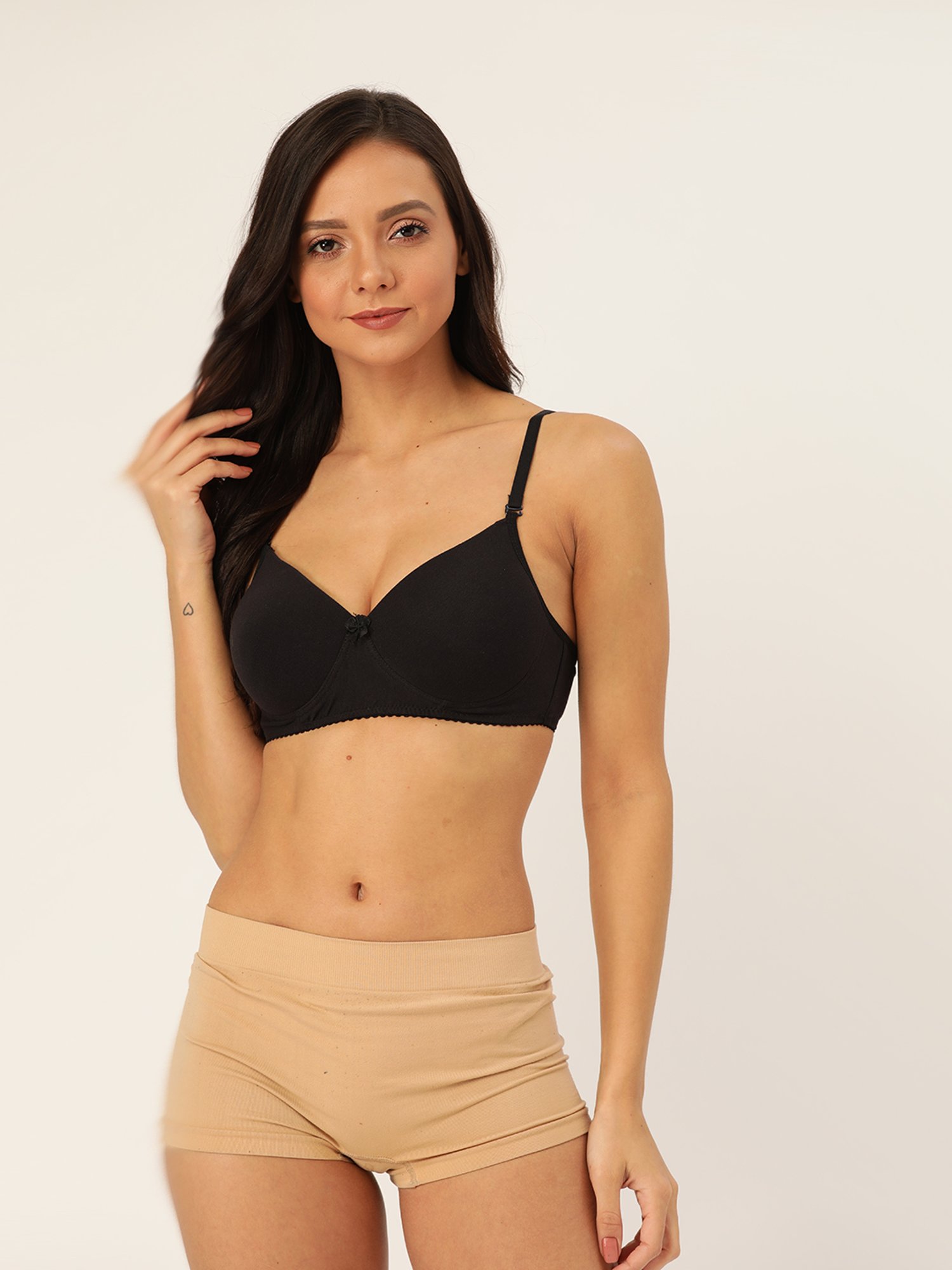 Lady Lyka Black Non Wired Padded T-Shirt Bra