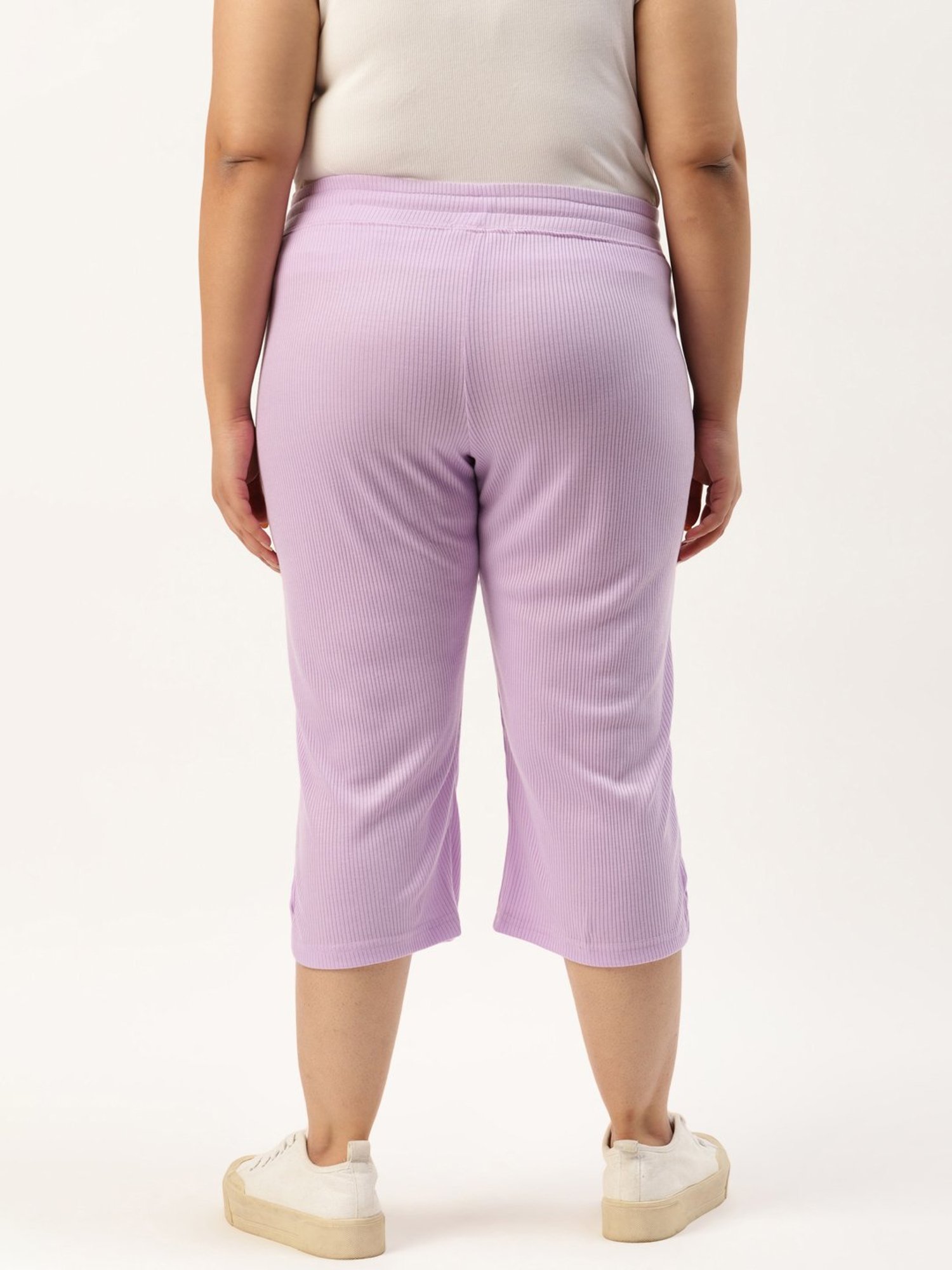 theRebelinme Lilac Cotton High Rise Cropped Capris