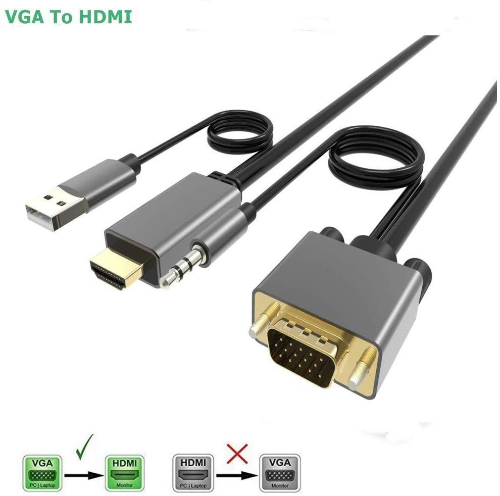 VGA to HDMI Audio,CableDeconn VGA to HDMI Converter Port Adapter Audio Old PC Connecting Desktop Computer/Laptop/DVD 1.5M