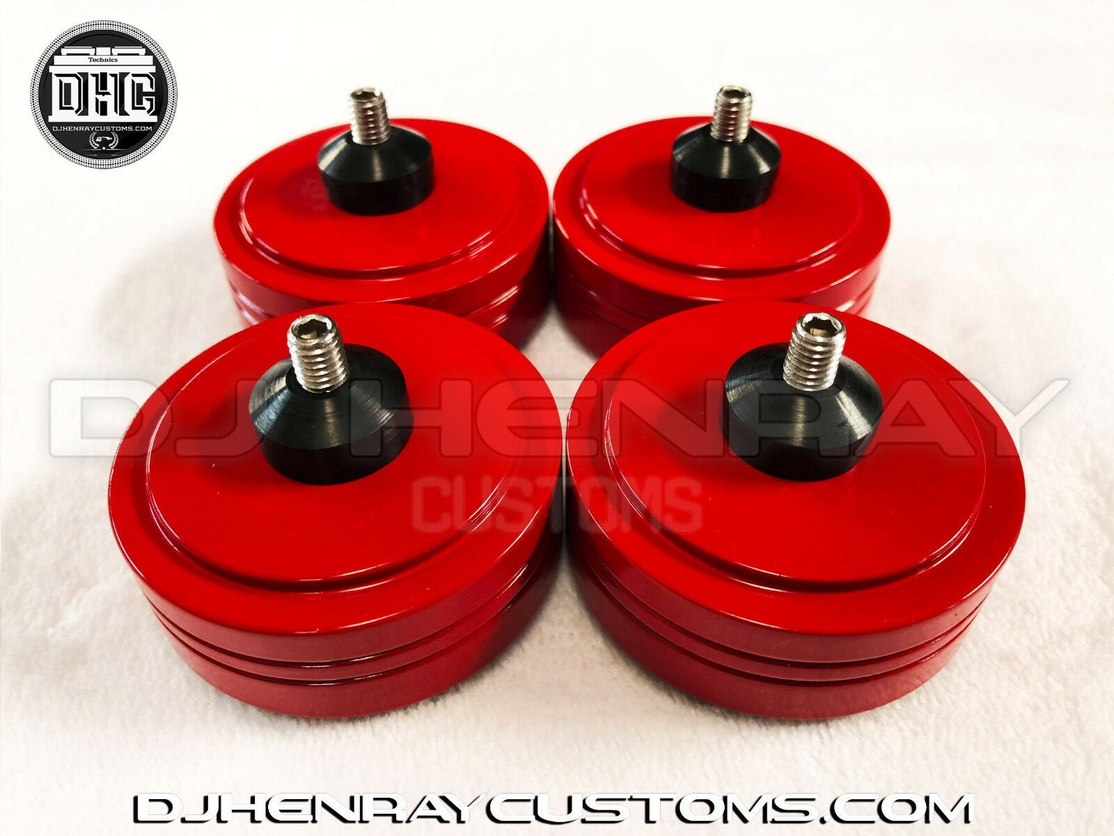 4 Custom billet aluminum turntable feet for technics 1200 Series red powder coat