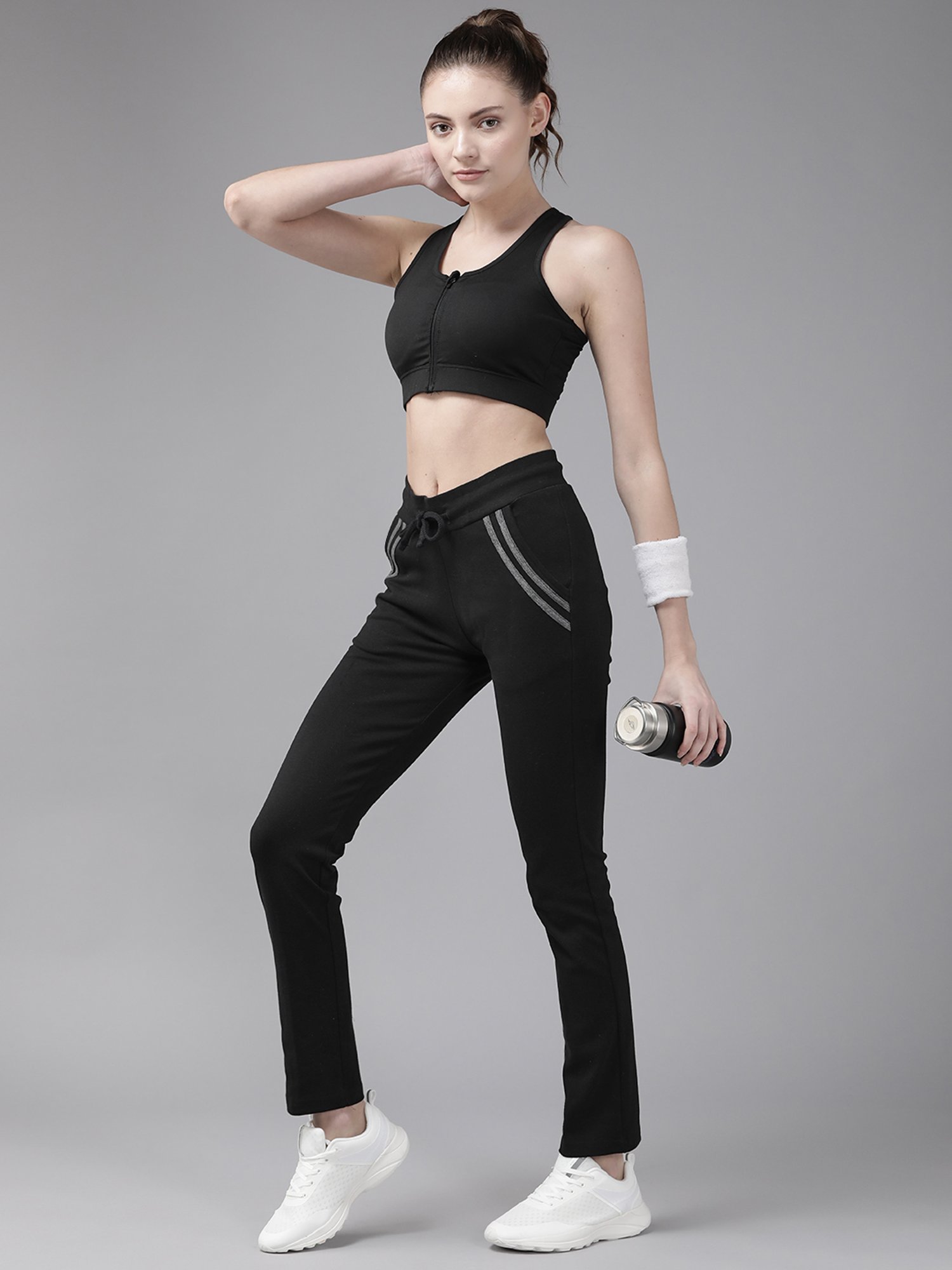 Cayman Black Mid Rise Track Pants