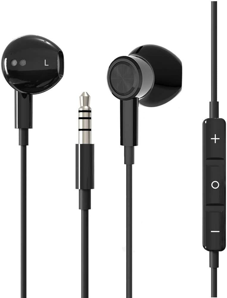 3.5mm Magnetic Cell Phone Earbuds Wired Headphones Earphones with Microphone for Google Pixle 4a 3a XL Galaxy A10S A31 S10 Moto G8+ G Power LG V60 V50 G8 ThinQ Stylo 6 5 Redmi Note 9 8 Pro (Black)