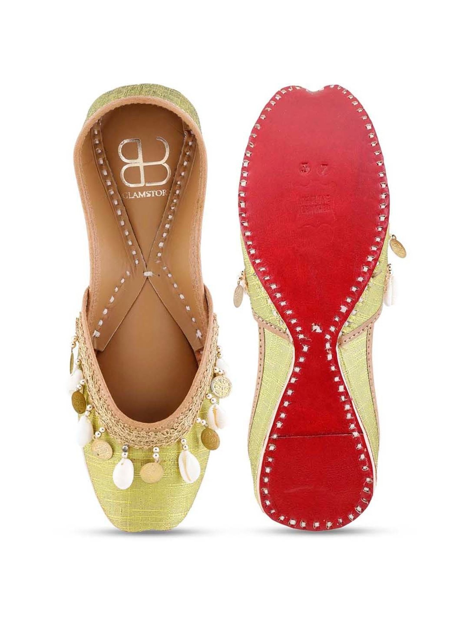 Glam Story Women's Mussel Green Ethnic Juttis