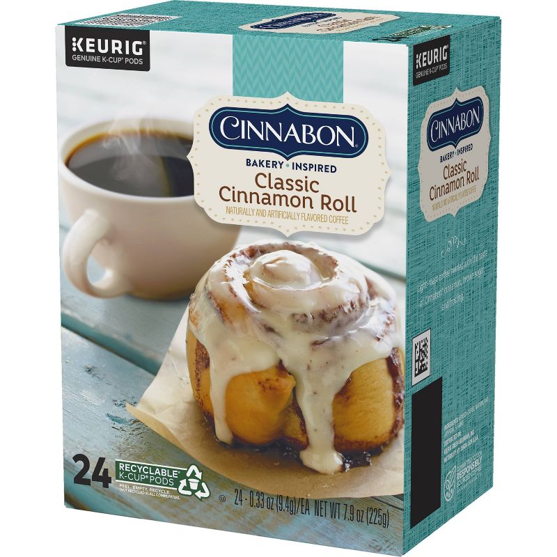 24ct Cinnabon Classic Cinnamon Roll Keurig K-Cup Coffee Pods Flavored Coffee Light Roast