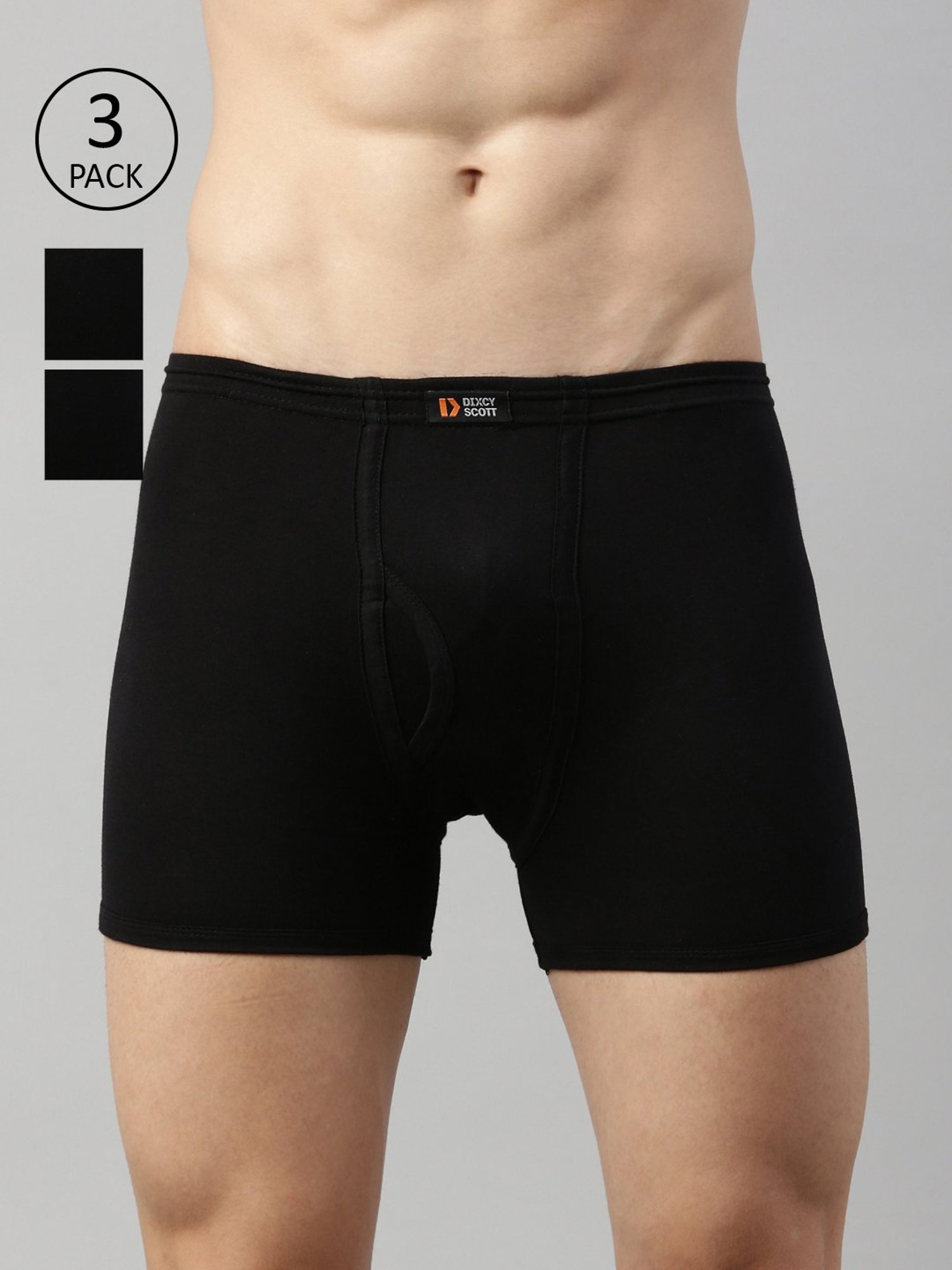 Dixcy Scott Originals Black Cotton Trunks - Pack of 3