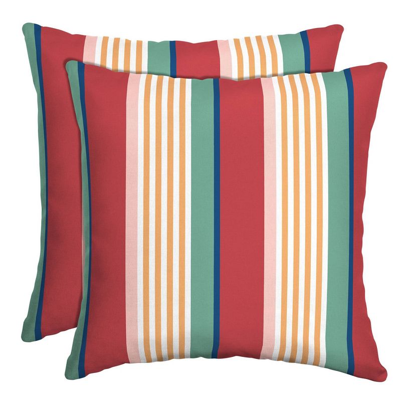2pk Keeley Stripe Outdoor Throw Pillows Red - Arden Selections